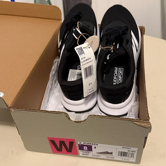 Adidas Woman’s Black X-PLRPATH Athletic Shoes with White Stripes - Picture 8 of 8
